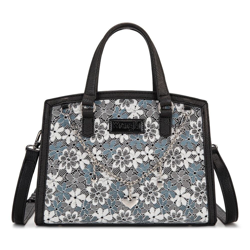 Wrangler Western Lace w/ Chain Charm Small Satchel OR Crossbody Bag - Black